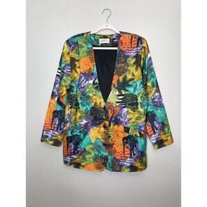 Vintage Rialto California retro animal print 90's multicolored jacket skirt set